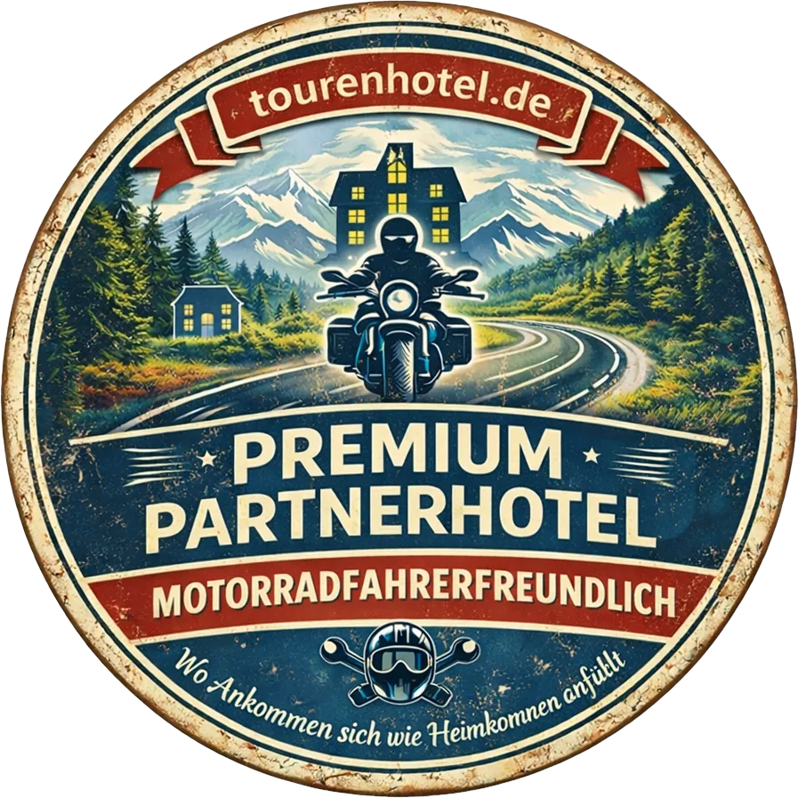 Tourenhotel Retro Schild Rund