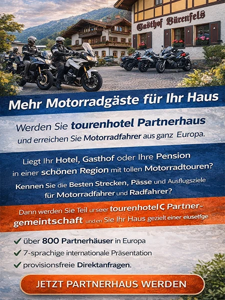 Jetzt tourenhotel Partnerhaus werden – Mehr Motorradgäste für Ihr Hotel, Gasthof oder Ihre Pension